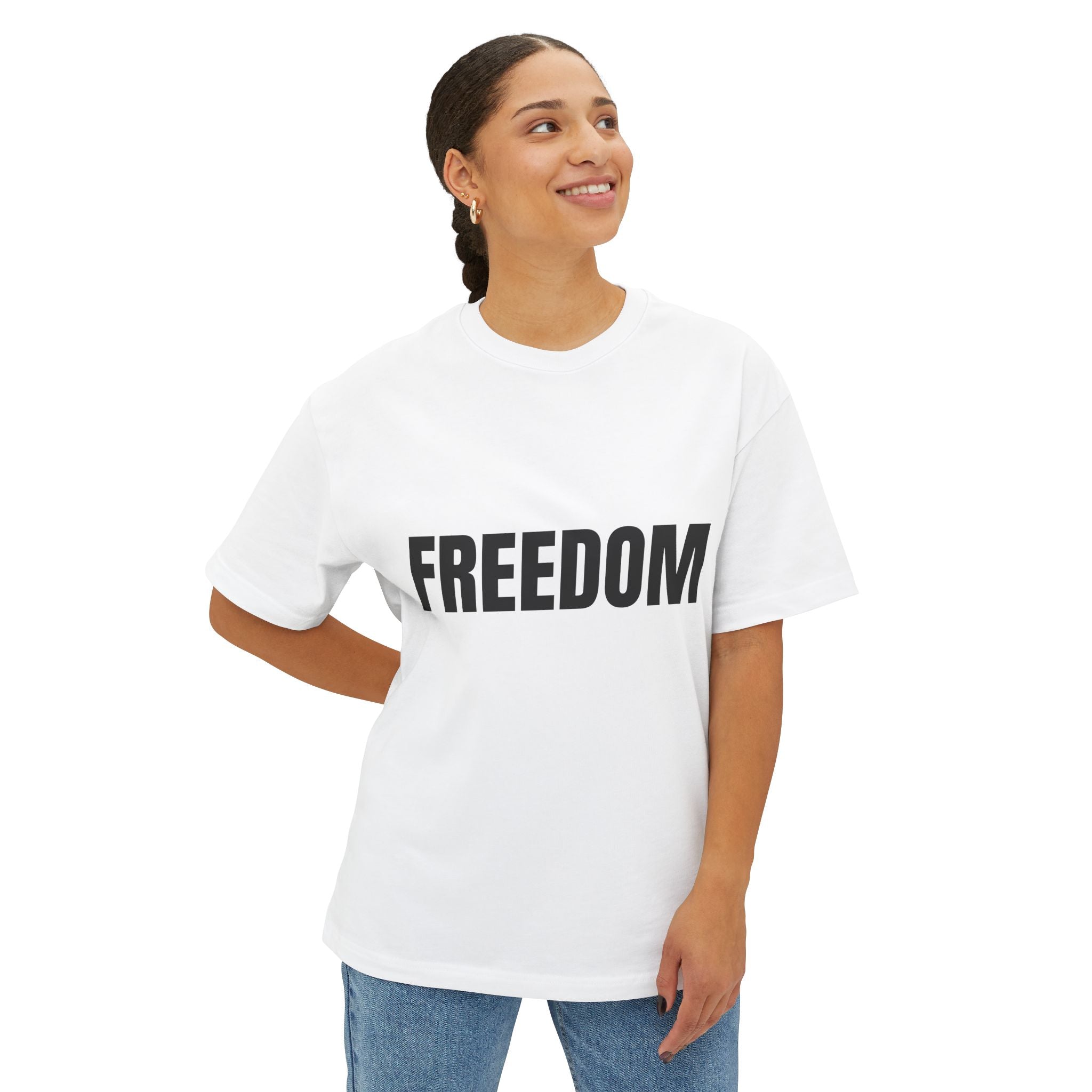Freedom Unisex Oversized Boxy Tee, Casual Streetwear T-Shirt, Gift for Friends, Statement Tee, Perfect for Freedom Lovers
